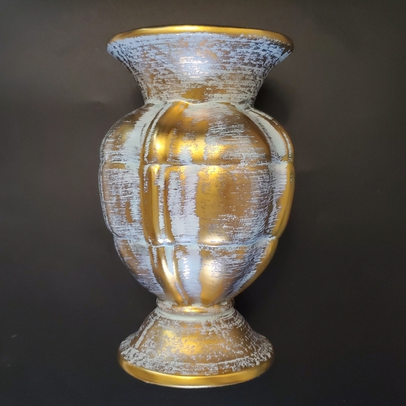 1950's Stangl 22kt Antique Gold Matte Light Turquoise 7 3/4" Pottery #1906 - Picture 3 of 9